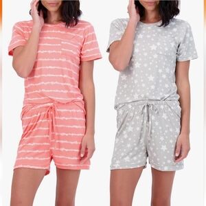 2 Pairs Women's Short Sleeve Top & Shorts Pajama Sets- 1X
